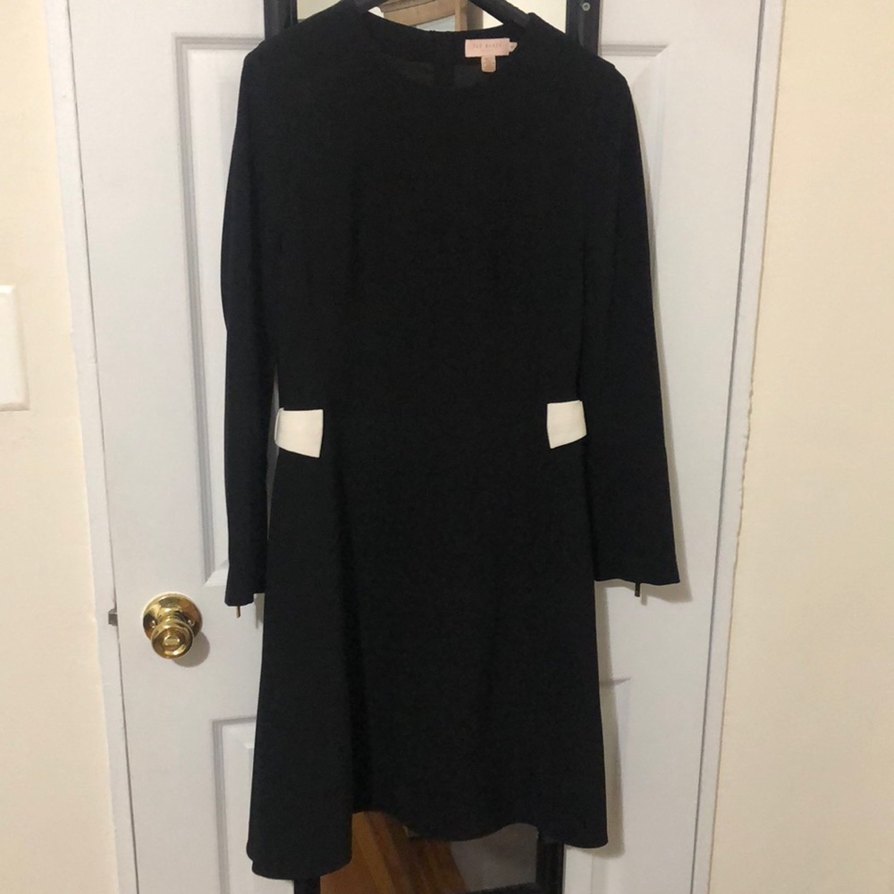 Ted baker black dress long sleeve knee length